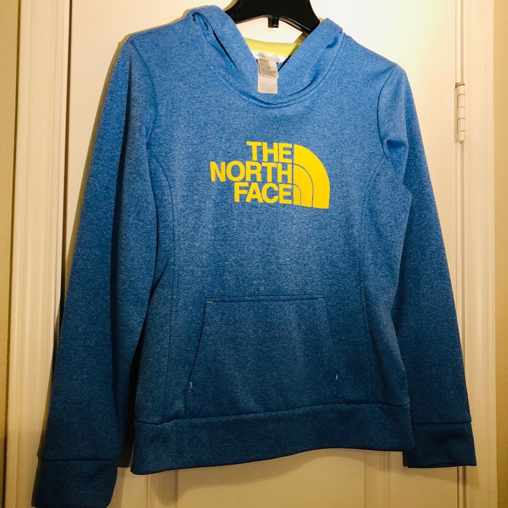 North Face Light Blue/Yellow Hoodie